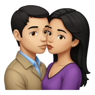 ligh skin black hair man kissing ligh skin black hair woman sticker