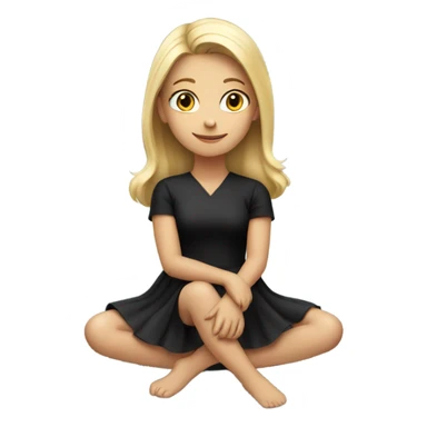 full body blonde girl sitting in black dress on the floor sticker