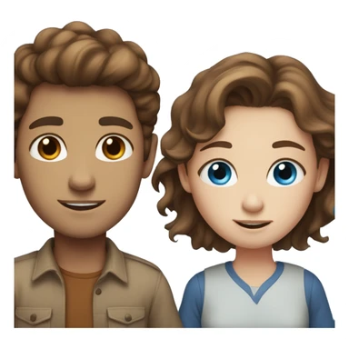 brown hair boy and browns shirt girl with blue eyes and freckles sticker