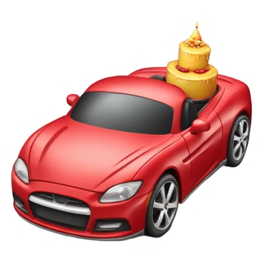Birthday cake in red sports car sticker