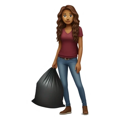 Beautiful burgundy long haired woman taking out the trash sticker
