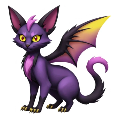 dark edgy dull pointy edgy Noivern-Noibat-Purloin-Torracat-Lykoi-Caracal-cat-Fakemon-fusion-hybrid-creature sticker