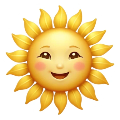 Cinematic tiny happy sun, golden and round, chubby with a warm smile, gentle rays beaming softly, radiating warmth and happiness, irresistibly cute. sticker