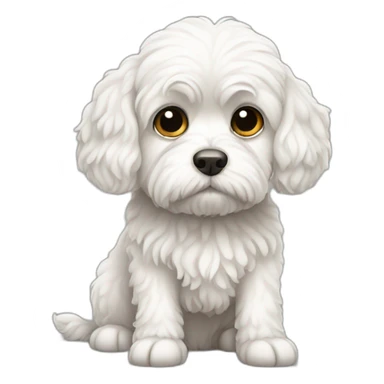 Sad white cavoodle dog sticker
