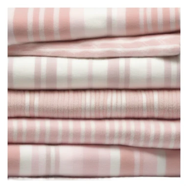 Stack of pale pink plaid folded blankets sticker