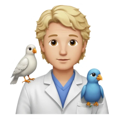 a blonde wavy hair man vet with a bird on his shoulder sticker