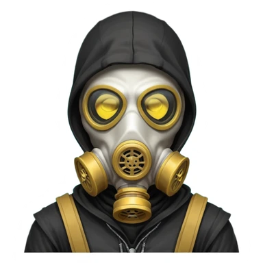 skeleton wearing a gas mask portrait, head and shoulders only, dark hood, glowing eyes inside mask, post-apocalyptic vibe, 3D cartoon, mobile game icon style, clean background, no text, no watermark
 sticker
