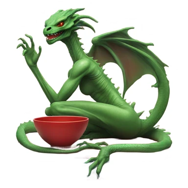 Photo realistic, alien female green,  on red china dragon sticker