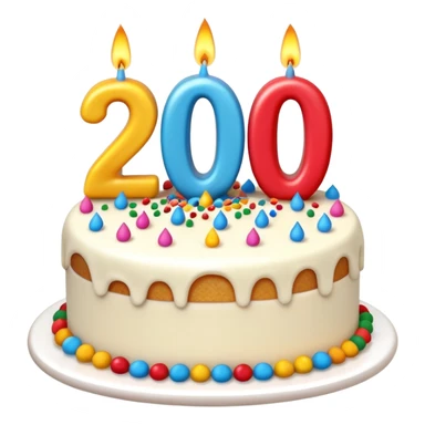 A festive New Year cake with lit candles shaped as the number 2026,
warm lighting, celebratory atmosphere,
soft background, high quality, clean composition sticker