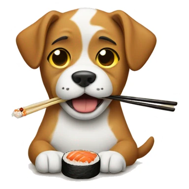 dog eating sushi  sticker