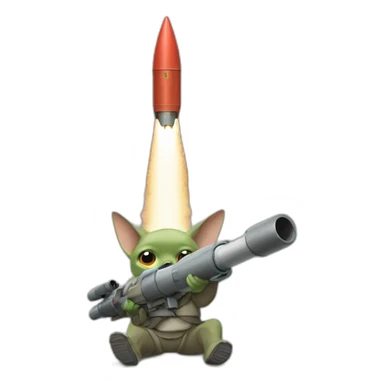 grogu shooting a rocket launcher sticker