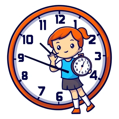 Girl holding clock  sticker