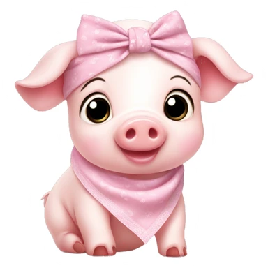 Cute baby pig with light pink bandana and headband ￼ sticker