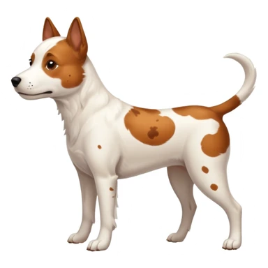 White dog with brown spots with only three legs, from the side  sticker