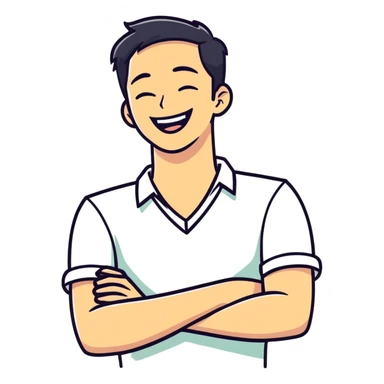 Arms crossed holding neck laughing guy sticker