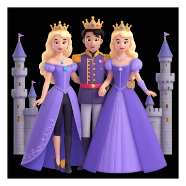 prince and princess disny dress close up photo in castle sticker