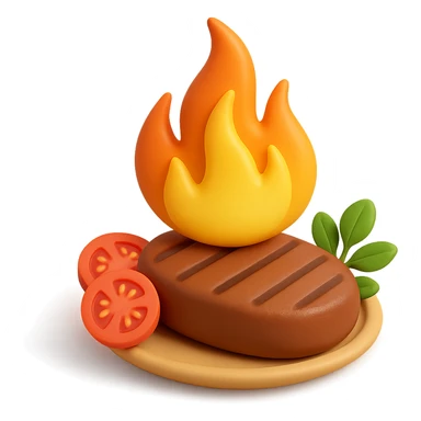 fiamma su cibo, metabolismo 3d sticker