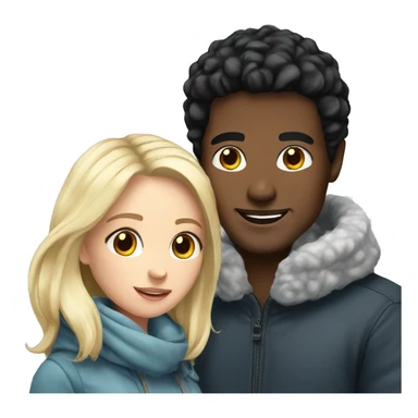 Winter couple Sweet - black hair man und blond girl sticker