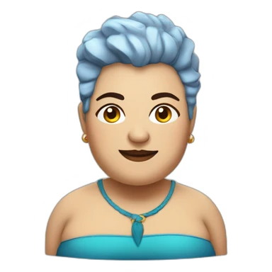 Middle-aged fat lesbian Chilean woman very short spiky blue hair sticker
