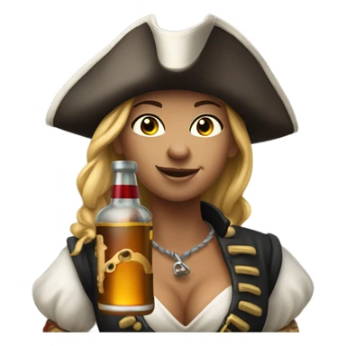 female pirate white with rum sticker