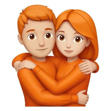 Couple hugging tight color orange sticker