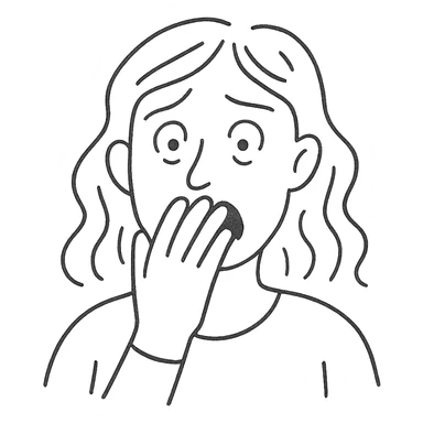woman scared hand on mouth terrified sticker