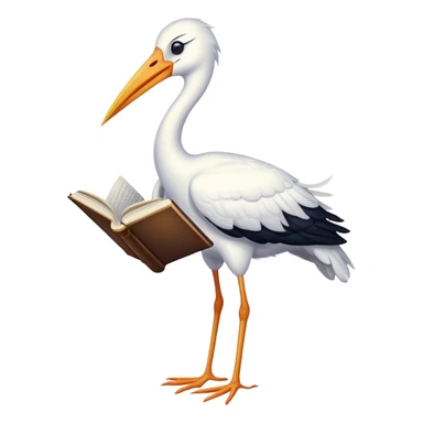 The stork is reading a book. sticker