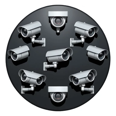 Looking down on a circle of CCTV cameras 2D view  sticker