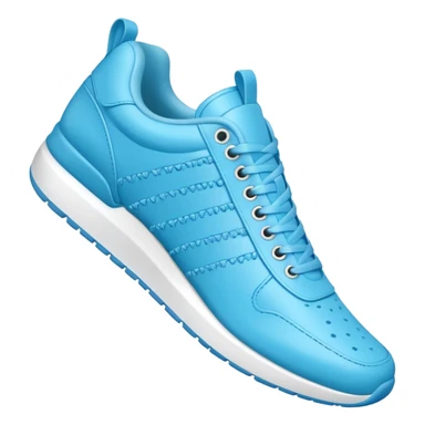 A 3D cartoon Sky Blue sneaker with soft texture, lace-up detail, and smooth reflections, isolated on plain background, Memoji-style. sticker