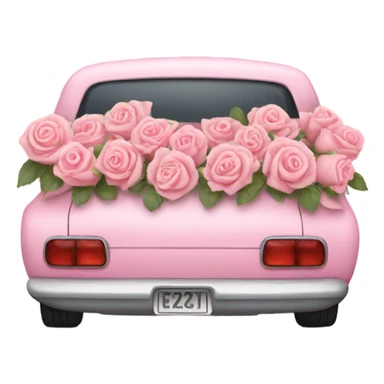pink pastel car in the trunk many roses sticker