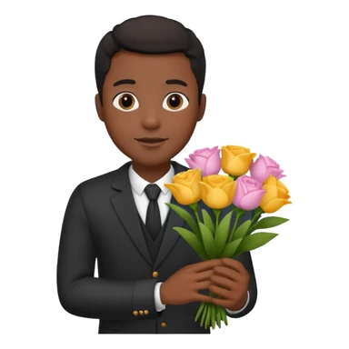 Black Male hand give a bogue of flowers sticker