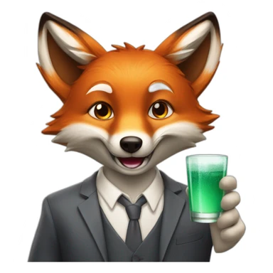 un renard avec un verre de coca sticker
