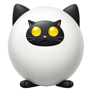 A white ball dude drive sitting on top of a black cat sticker