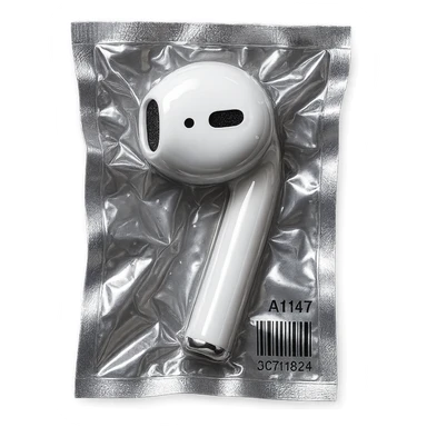 single white EarPod, glossy and puffy sticker