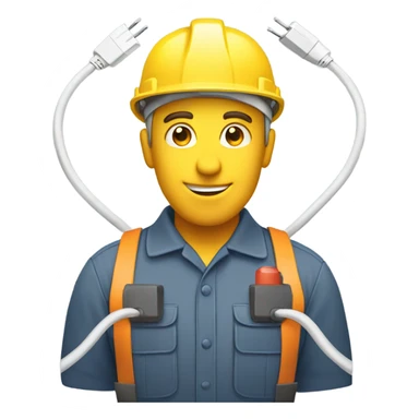 electrician holding two cables, lightning between them sticker