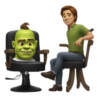 Shrek on chair and barber sticker
