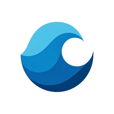 Amwaj brand logo, modern, clean, professional, abstract wave or water motif, blue tones, suitable for a premium brand, no text sticker