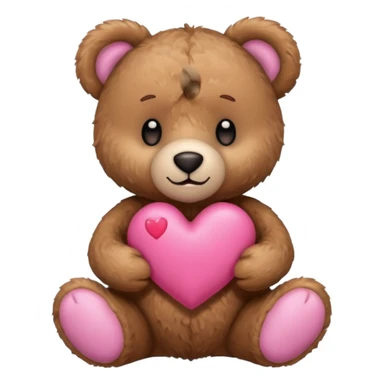 Teddy bear holding a pink heart  sticker