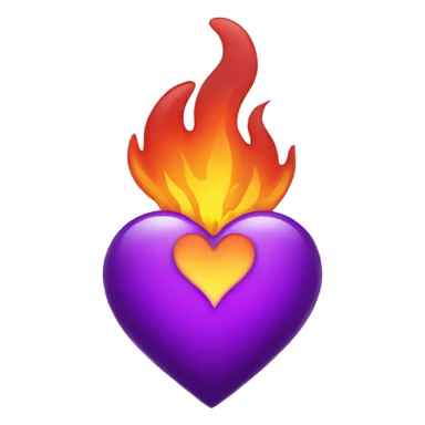 Purple heart on fire sticker