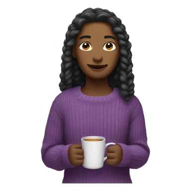 purple sweater and cup sticker