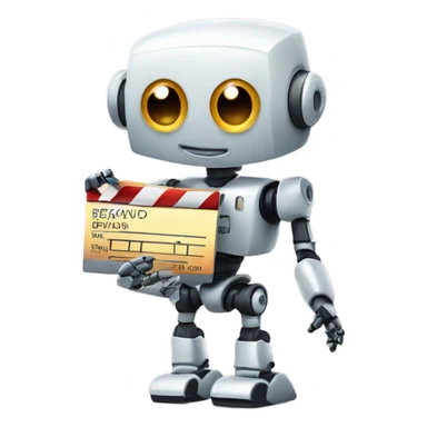 cute robot and a clapboard sticker