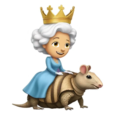 queen elizabeth RIDING an armadillo sticker