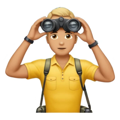 Male lifeguard – yellow shirt, binoculars in hand, scanning the sea, full body sticker