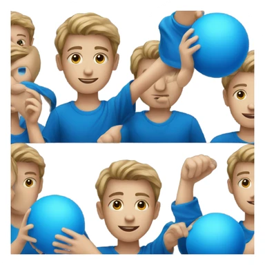 boy holding a blue ball sticker