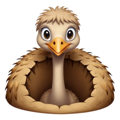 Ostrich with it's head inside a hole in the ground only it's body and neck visible sticker