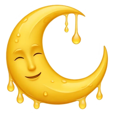 Melting waning crescent moon without any face and should in yellow colour sticker