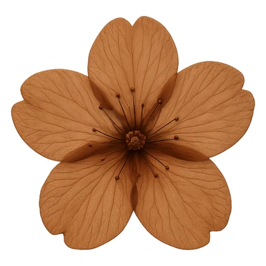 show  one brown cherry blossom without a stem , remove background sticker