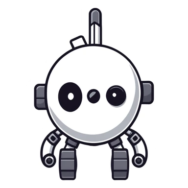 polished minimalistic perfectly round steel robot face, simple clean design sticker