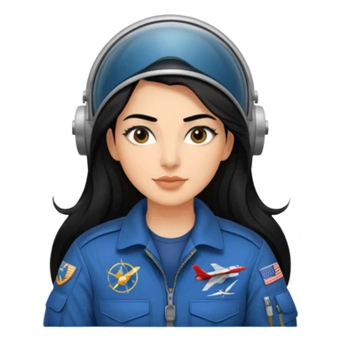 Femme cheveux long noir travaille dans le domaine de l'aéronautique gros sourcils haut du corps sticker