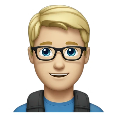 A blonde guy with black glasses, very white skin tone with blue eyes and freckles sticker